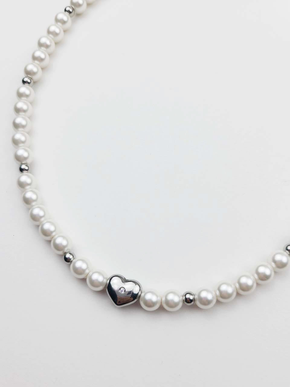 [BLACKPINK&#039;s sale] [Wearing SEVENTEEN&#039;s WOOZI] Heart cubic pearl Nechris.